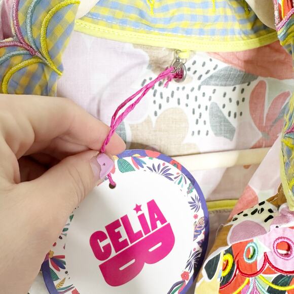 CELIA B Freya Dress Multi Floral Scalloped Edge Midi Shirt Dress Med NEW - Picture 6 of 9